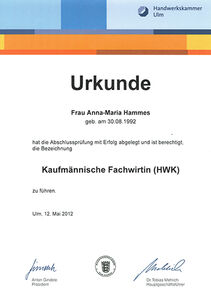 Kaufmännische Fachwirtin (HWK) Kaufmännische Fachwirtin (HWK)